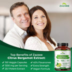 Zazzee Extracto de Bergamota Cítrica 25:1 - 1200 mg, 40% Flavanonas Polifenólicas, 150 Cápsulas Veganas