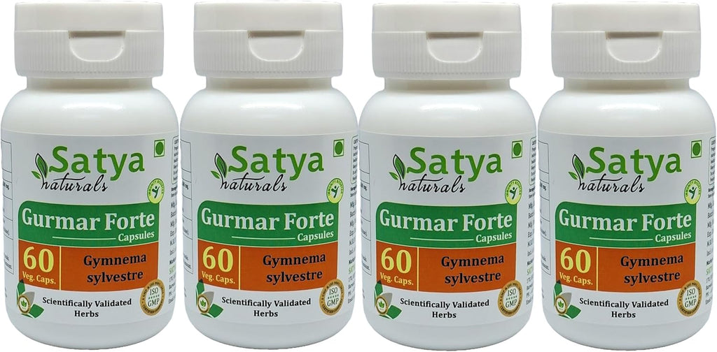 Gurmar Forte Cápsulas 500 mg - Extracto de Gymnema Sylvestre - 60 cápsulas vegetales (Pack de 4)