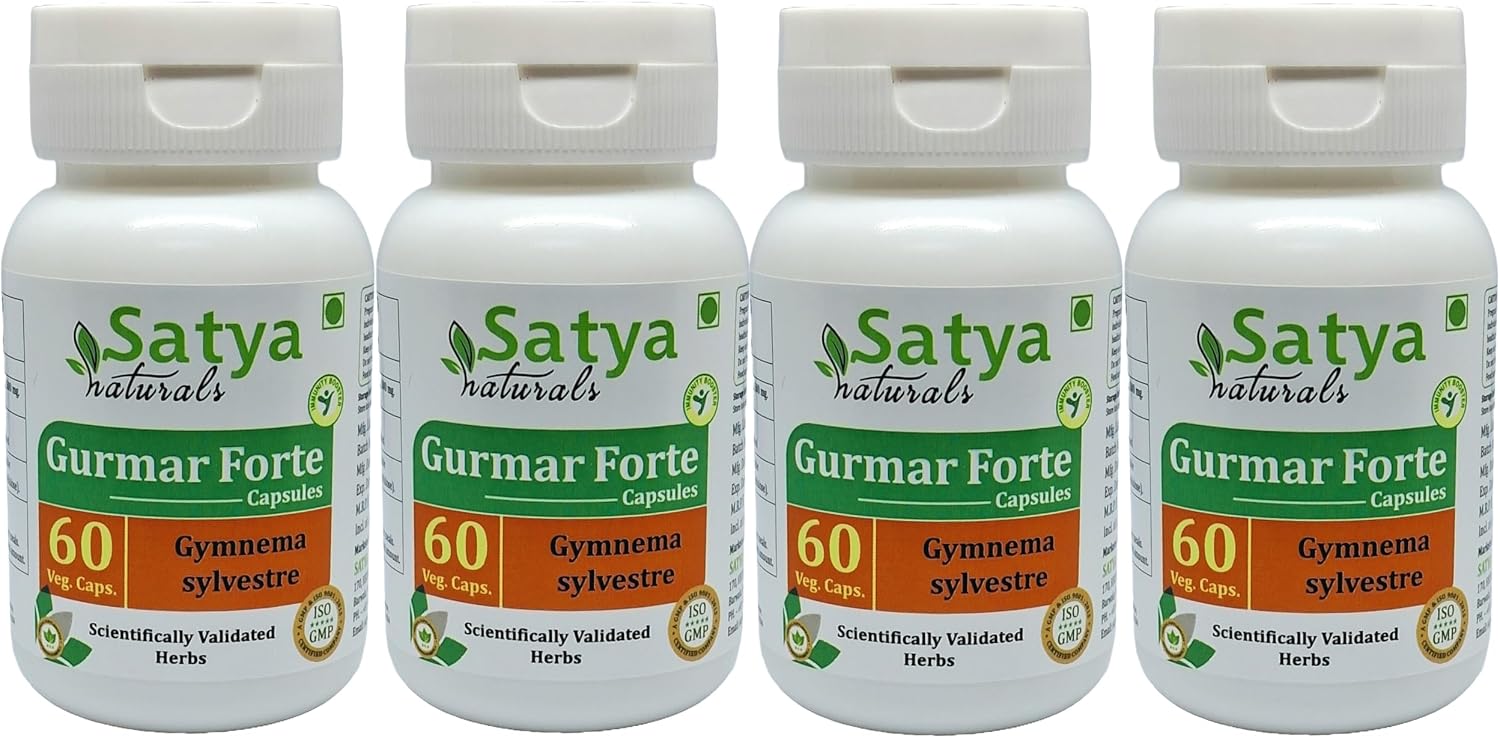 Gurmar Forte Cápsulas 500 mg - Extracto de Gymnema Sylvestre - 60 cápsulas vegetales (Pack de 4)