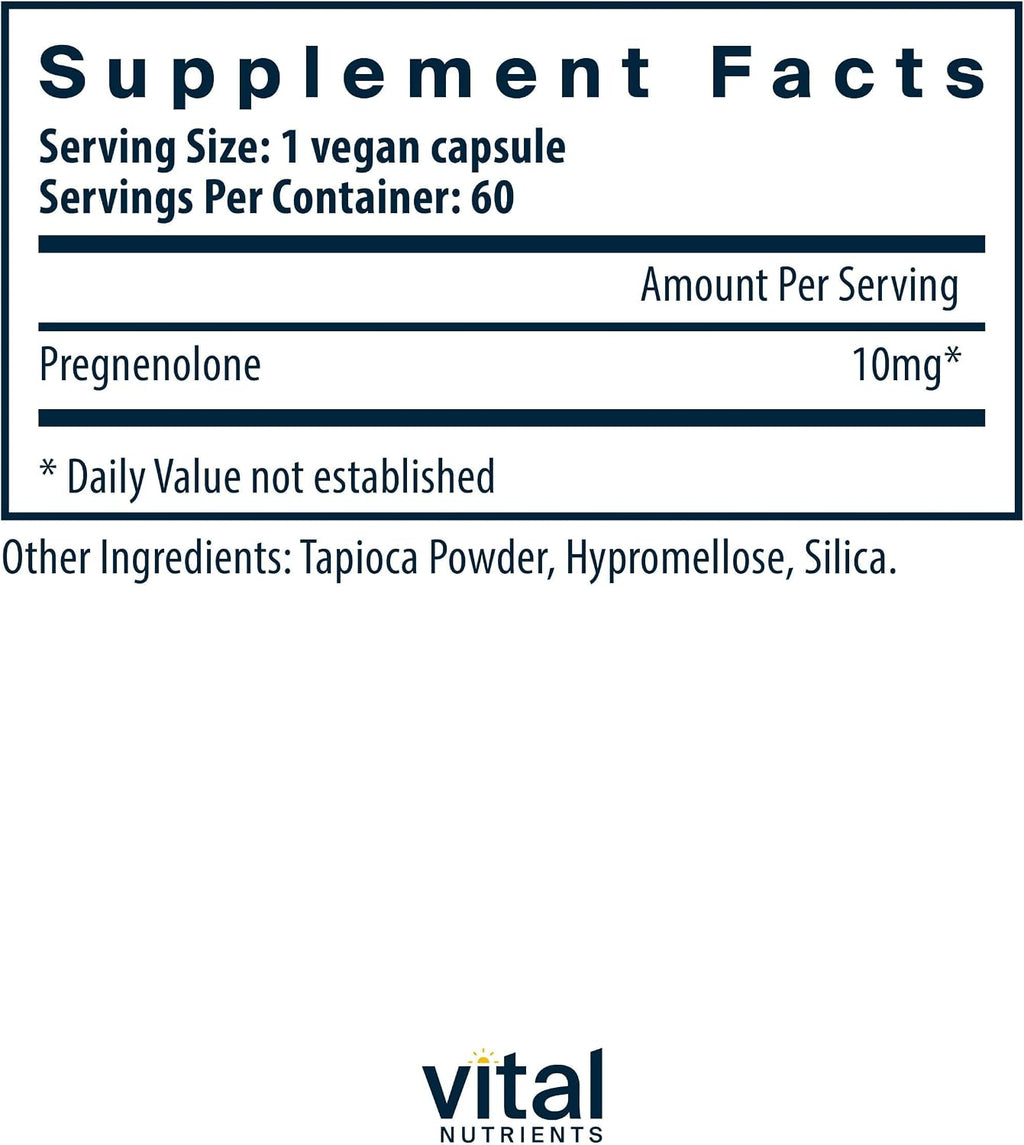 Pregnenolone 10 mg – 60 Vegetarian Capsules – Vital Nutrients
