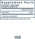 Pregnenolone 10 mg – 60 Vegetarian Capsules – Vital Nutrients