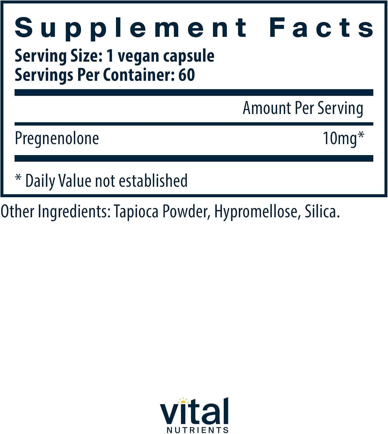 Pregnenolone 10 mg – 60 Vegetarian Capsules – Vital Nutrients