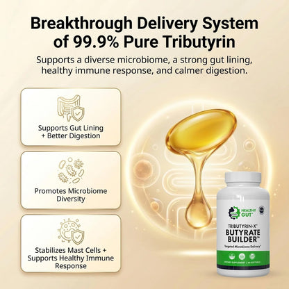 Healthy Gut Tributyrin-X – Suplemento de Butirato Altamente Biodisponible | 90 Cápsulas Blandas – Image 6