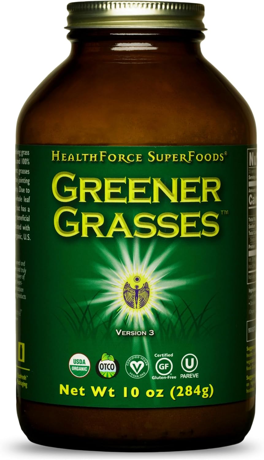 HealthForce SuperFoods Greener Grasses Alkalizer Powder - Polvo de Superalimento Verde Orgánico (284 g)