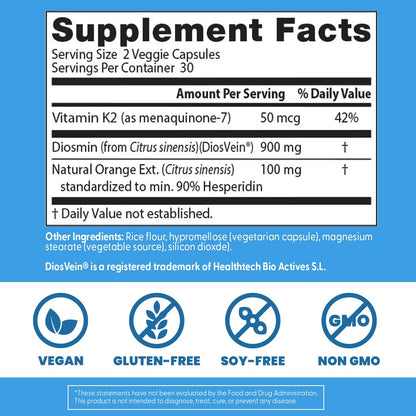 Doctor's Best Suplemento para Venas con Diosmin y Hesperidina - 60 Cápsulas Veganas – Image 4