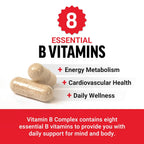Force Factor Complejo de Vitaminas B - Energía, Vitalidad y Salud Cardiovascular, 60 Cápsulas Vegetales