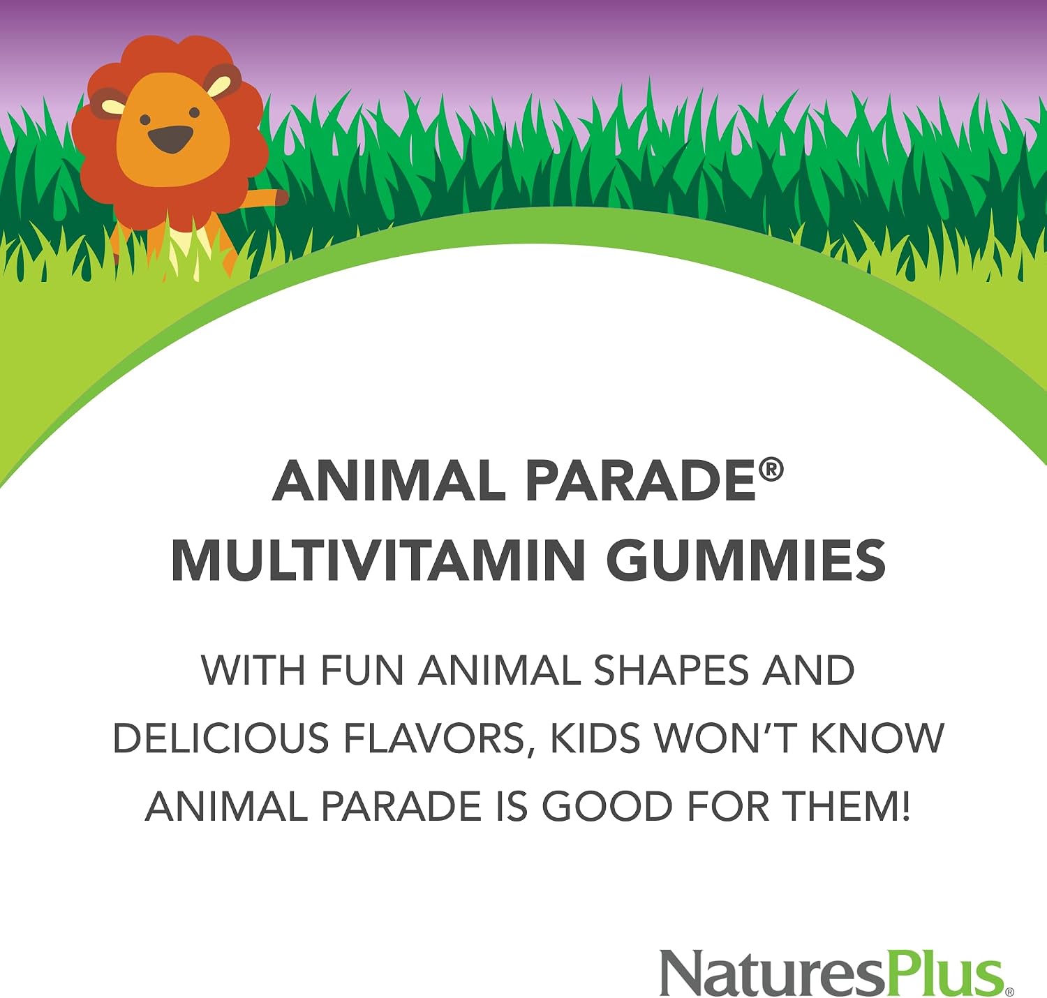 NaturesPlus Animal Parade Multivitamin Gominolas Infantiles - 90 unidades - Sabores Cereza, Uva y Naranja - Vegetariano, Sin Gluten