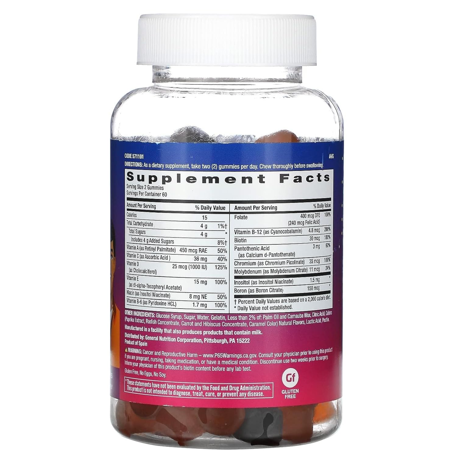 GNC Milestones Teen Multivitamin - Sabor a Frutas Naturales, 120 Gominolas, 60 Dosis