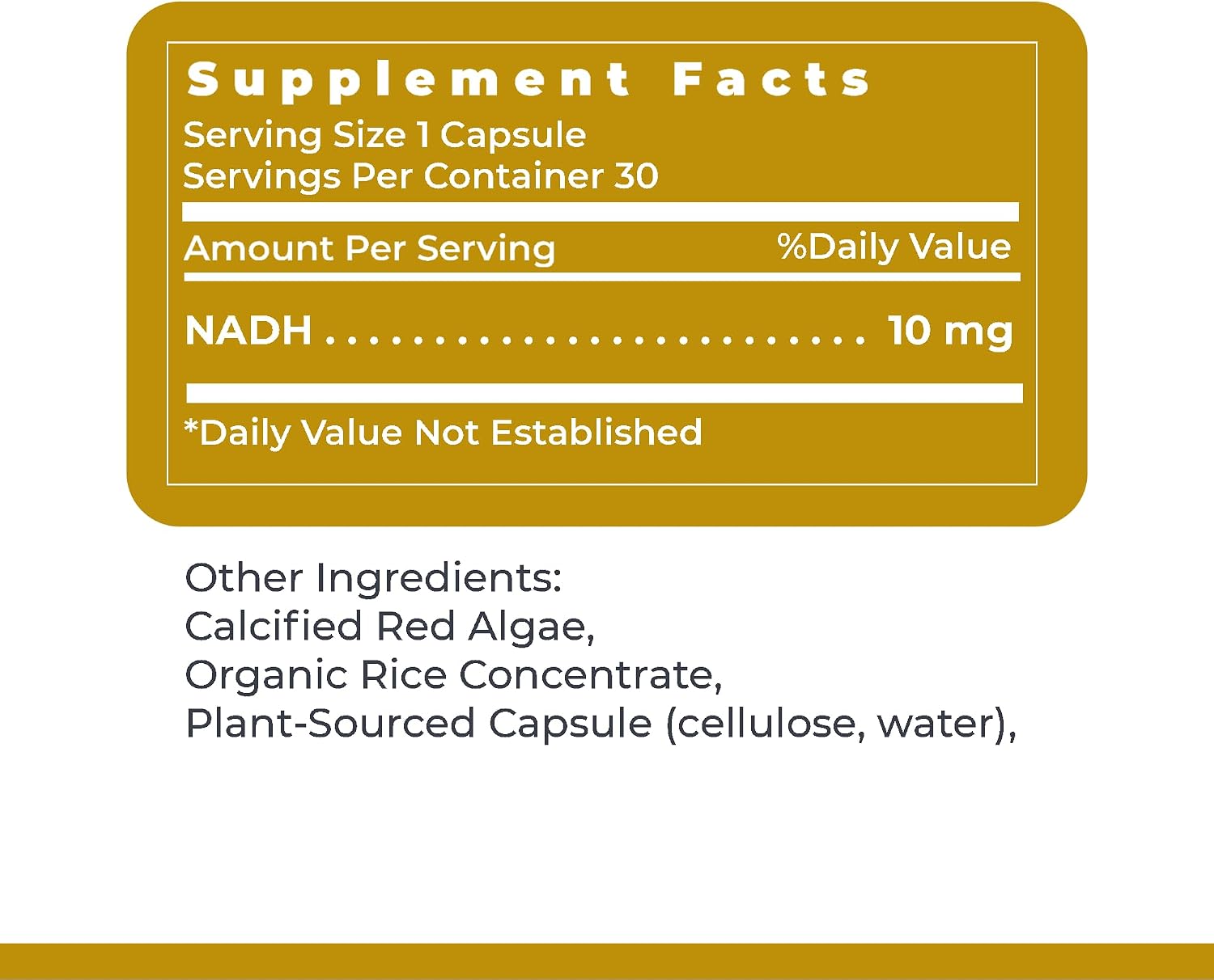 NADH 10 mg - 30 Cápsulas Vegetales - Premier Research Labs