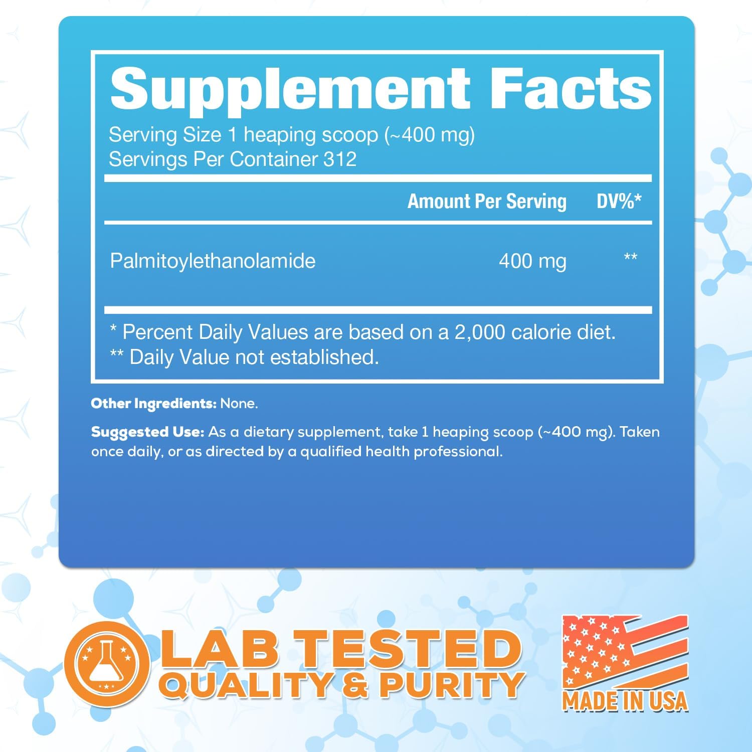 Harvest Naturals Palmitoiletanolamida (PEA) en Polvo | 400 mg por Dosis | 125 Gramos | Favorece la Respuesta Natural del Organismo