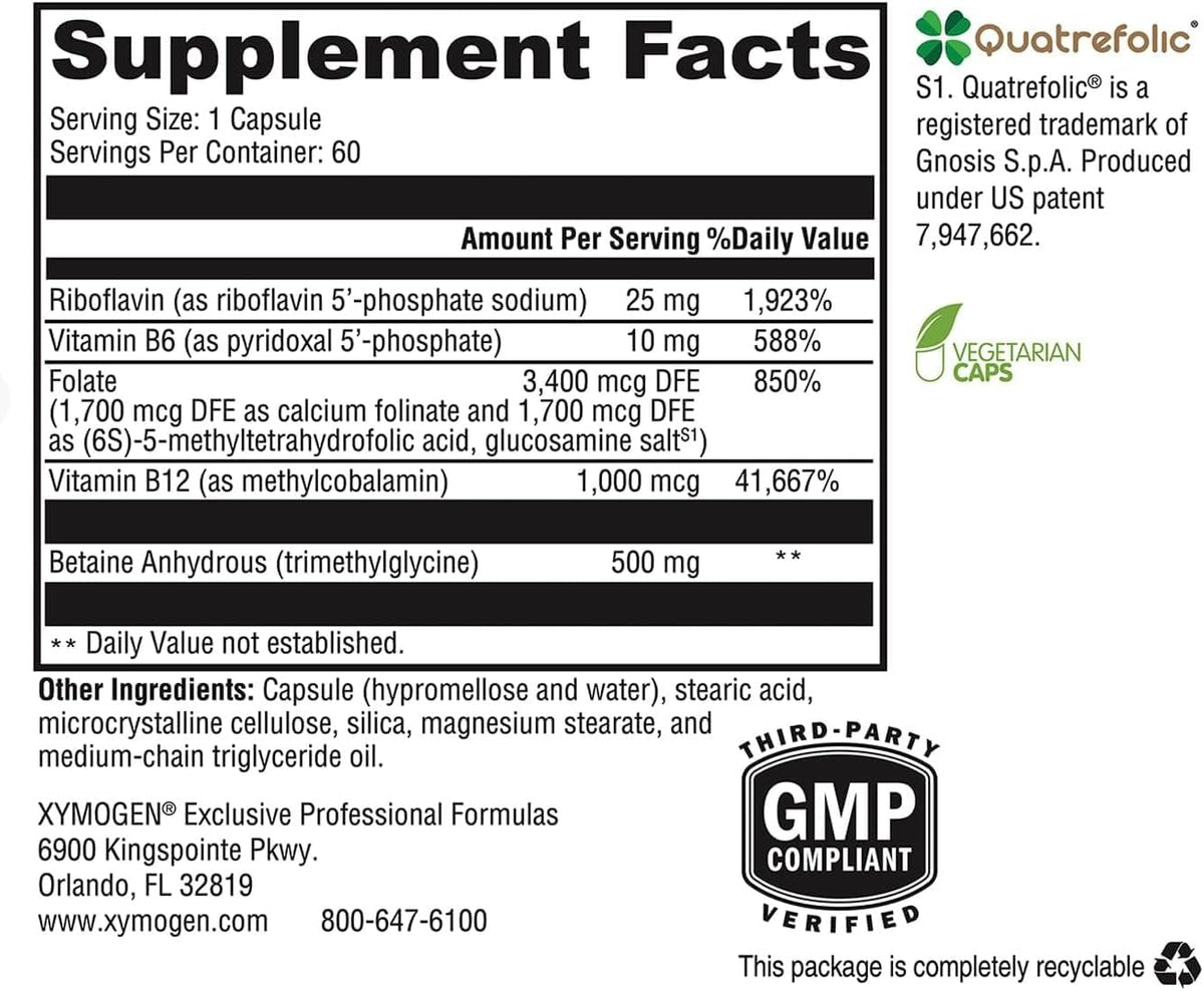 XYMOGEN Methyl Protect - 3.400 mcg 5-MTHF (Metilfolato) - Apoyo Cardiovascular y Neurológico - Vitaminas B Activadas - – Image 2