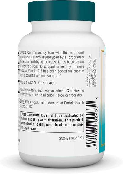 Source Naturals Wellness EpiCor con Vitamina D-3 - 60 Cápsulas – Image 3