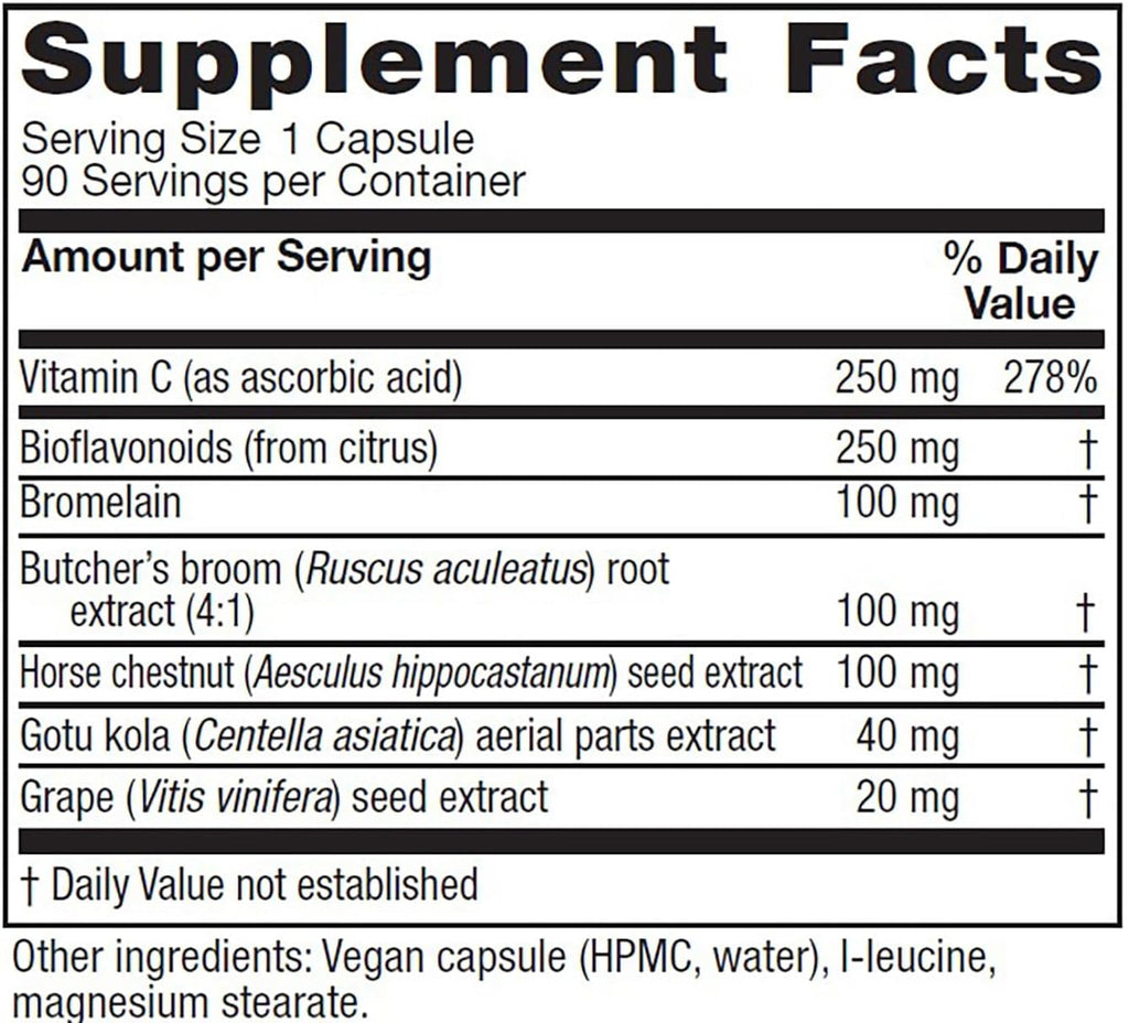 Vitanica VeinoBlend - Suplemento circulatorio con Bromelina, Gotu Kola y Vitamina C - 90 cápsulas