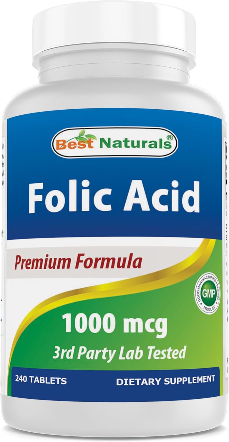 Best Naturals Ácido Fólico 1000 mcg (Vitamina B9), 240 Comprimidos