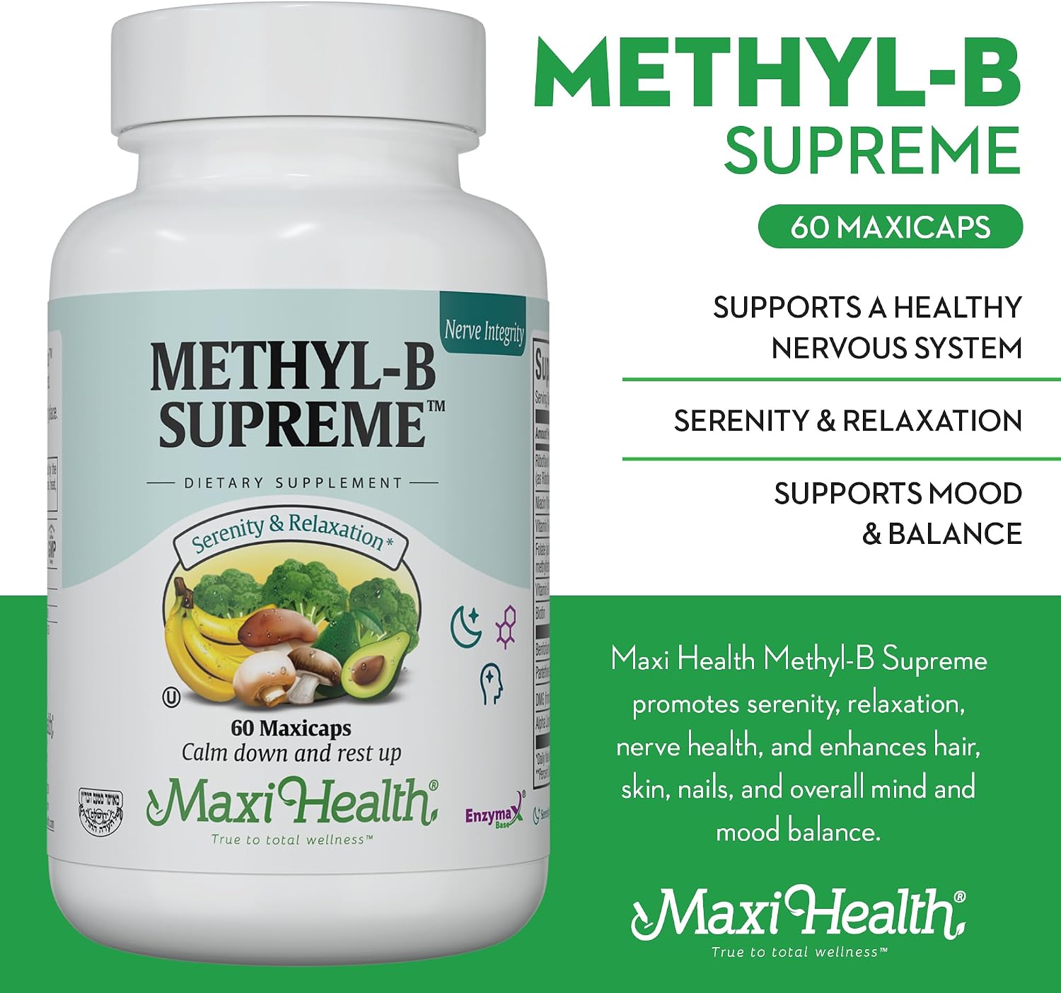 Stress B Complex – B Vitamin Complex with Methylated B12, B6, Folate, and Biotin – 60 Capsules