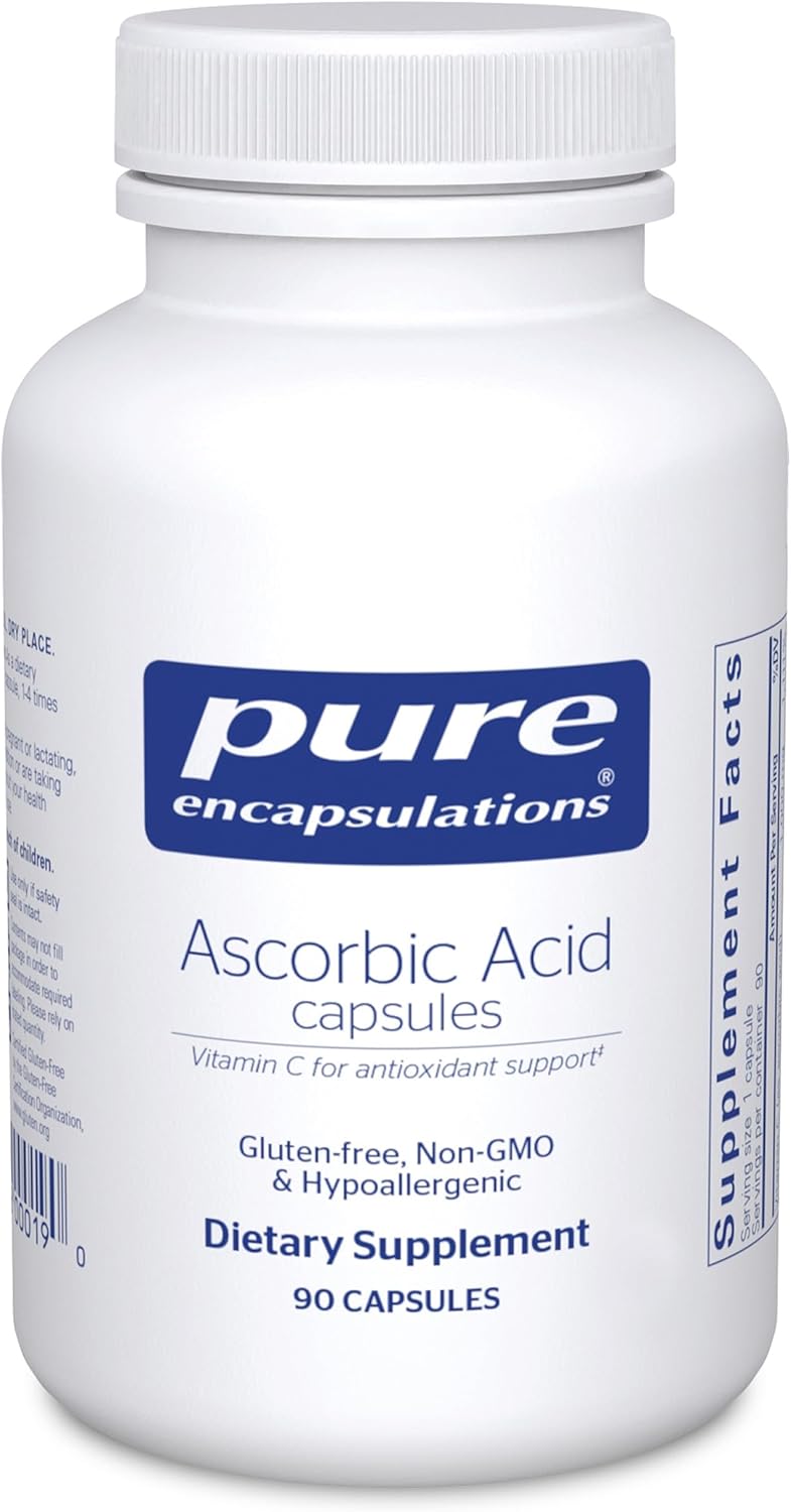 Pure Encapsulations Cápsulas de Ácido Ascórbico - 1000 mg de Vitamina C - Antioxidante y Apoyo Inmunitario - Alta Potencia - Vegano y No-GMO - 90 Cápsulas