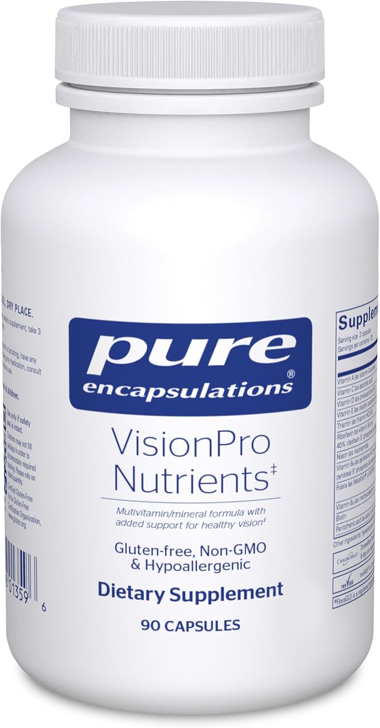 Pure Encapsulations VisionPro Nutrients | Complejo multivitamínico y mineral hipoalergénico para la visión | 90 cápsulas