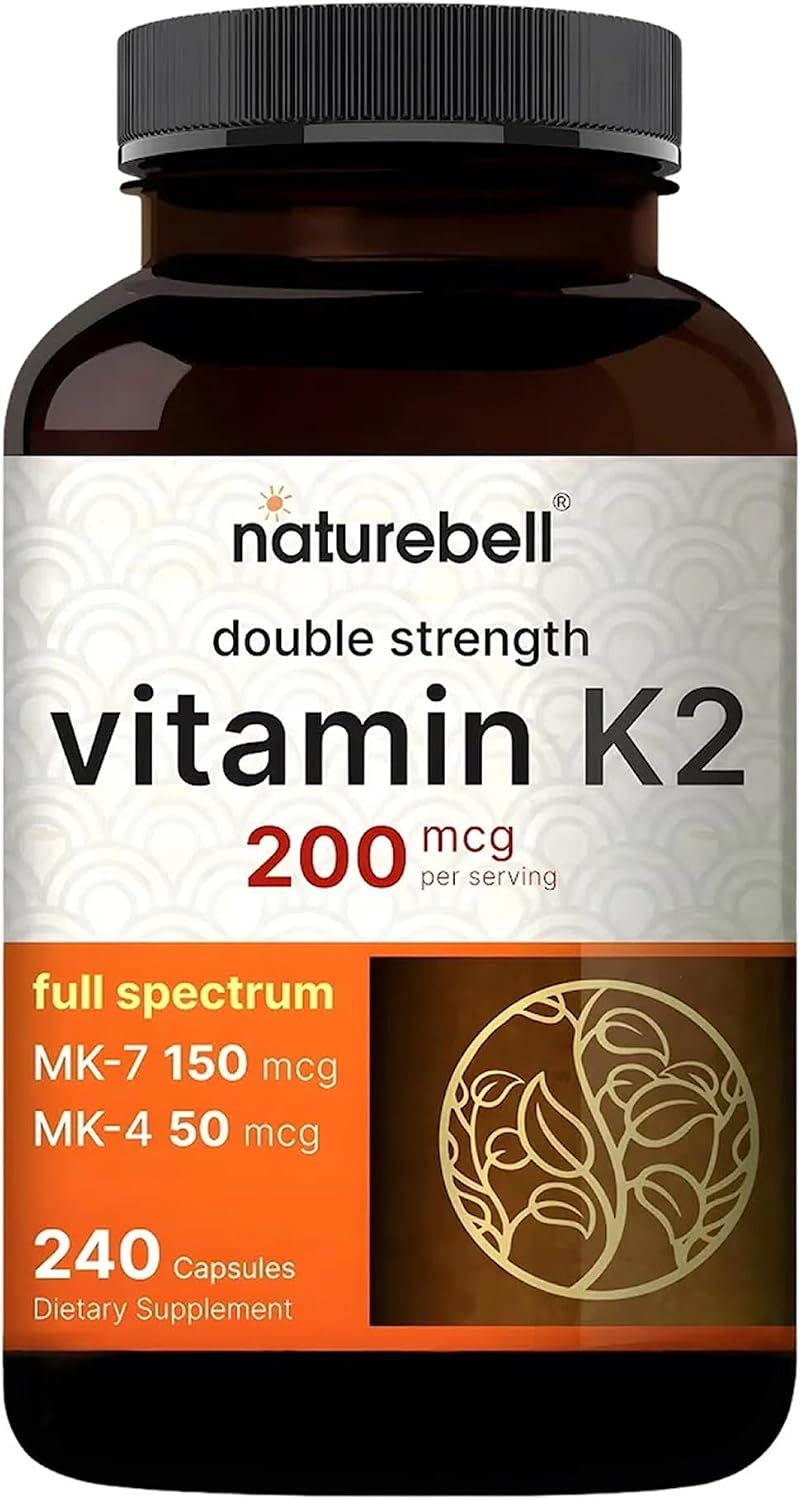 NatureBell Vitamina K2 - 200 mcg MK-7 y MK-4 - 240 Cápsulas