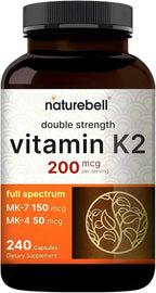NatureBell Vitamina K2 - 200 mcg MK-7 y MK-4 - 240 Cápsulas