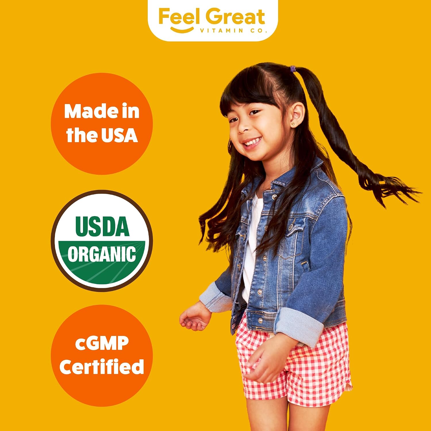 Feel Great Gotas Líquidas Orgánicas de Vitamina C para Niños y Bebés | Apoyo Inmunológico y Antioxidante | Fácil de Tomar | USDA Orgánico, Vegano, Sin OGM, Sin Gluten | 59 ml