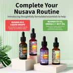 NUSAVA Gotas de Vitamina B12 Líquida 5000mcg - Complejo B con B6, B1, Niacina y Ácido Fólico - Metilcobalamina, Vegano, Sin Gluten, Sabor a Sandía y Bayas (2 Pack, 60 ml)