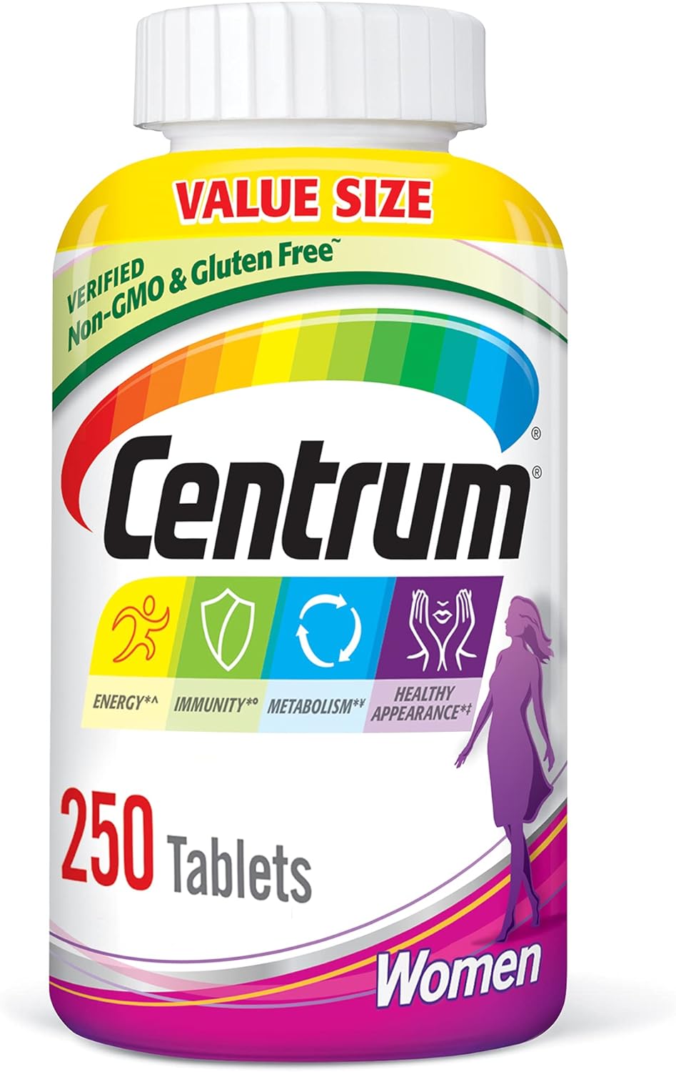 Centrum Multivitamínico para Mujeres con Hierro, Vitamina D3, Vitaminas B y Antioxidantes C y E - 250 Comprimidos