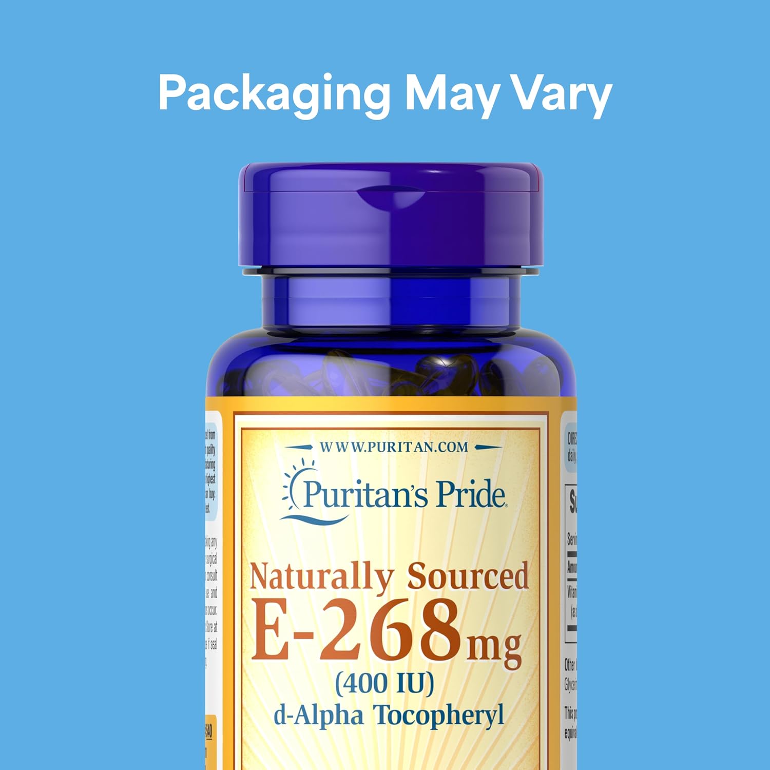 Puritan's Pride Vitamina E 268 mg (400 UI) D-Alfa Tocoferol, Suplemento para el Sistema Inmunitario y Apoyo Antioxidante, 100 Cápsulas de Liberación Rápida