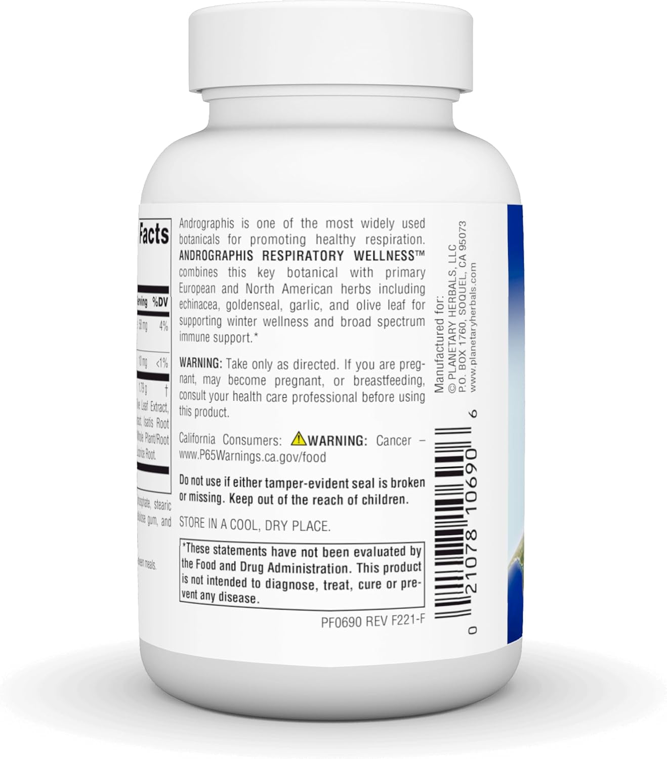 Planetary Herbals Andrographis - Complemento Nutricional para el Bienestar Respiratorio, 60 Cápsulas