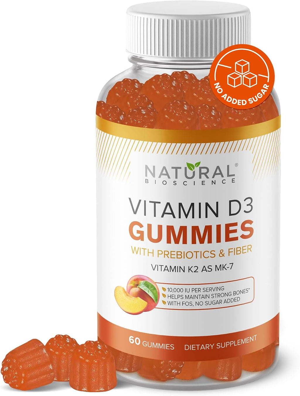 Natural BioScience Vitamina D3 10000 UI y K2 Gominolas - Sin Azúcar, Alta Absorción, 120 Gomitas