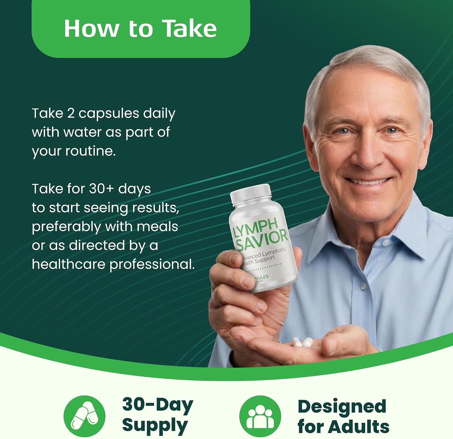 Lymph Savior Suplemento de Apoyo Linfático a Base de Plantas - Trébol Rojo, Castaño de Indias y Bardana - No-GMO, Hecho en EE.UU. - 30 Días