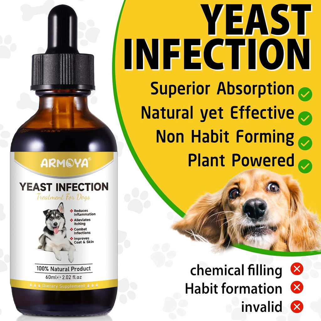 Tratamiento Natural contra la Levadura para Perros - Ayuda a Aliviar el Picor y la Inflamación - Complemento Herbal - 2 Oz
