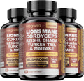 MEGNETA 22 en 1 Hongos Multivitamínicos, Lion's Mane, Cordyceps, Reishi, Turkey Tail, 180 Cápsulas