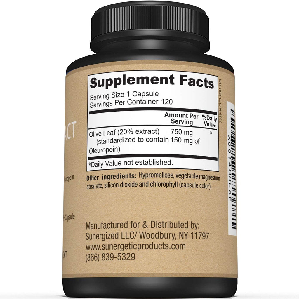 Extracto de Hoja de Olivo Premium – Estandarizado al 20% de Oleuropeína – 750mg por Cápsula – 120 Cápsulas
