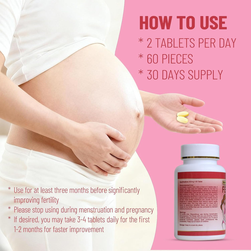 Wins Town Fertility Tablets - Vitaminas Prenatales para Mujer, 60 Comprimidos