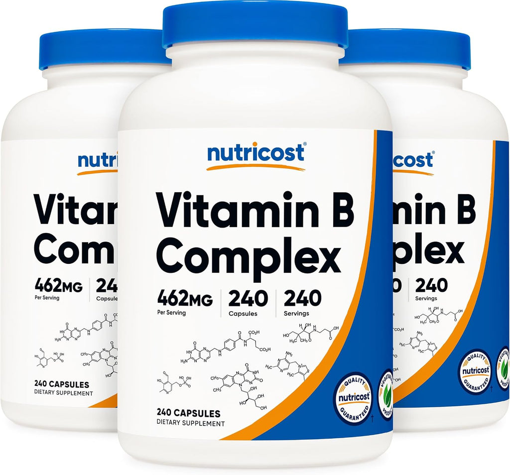 Nutricost High Potency Vitamin B Complex 462mg, 240 Capsules (3 Pack) with Vitamin C