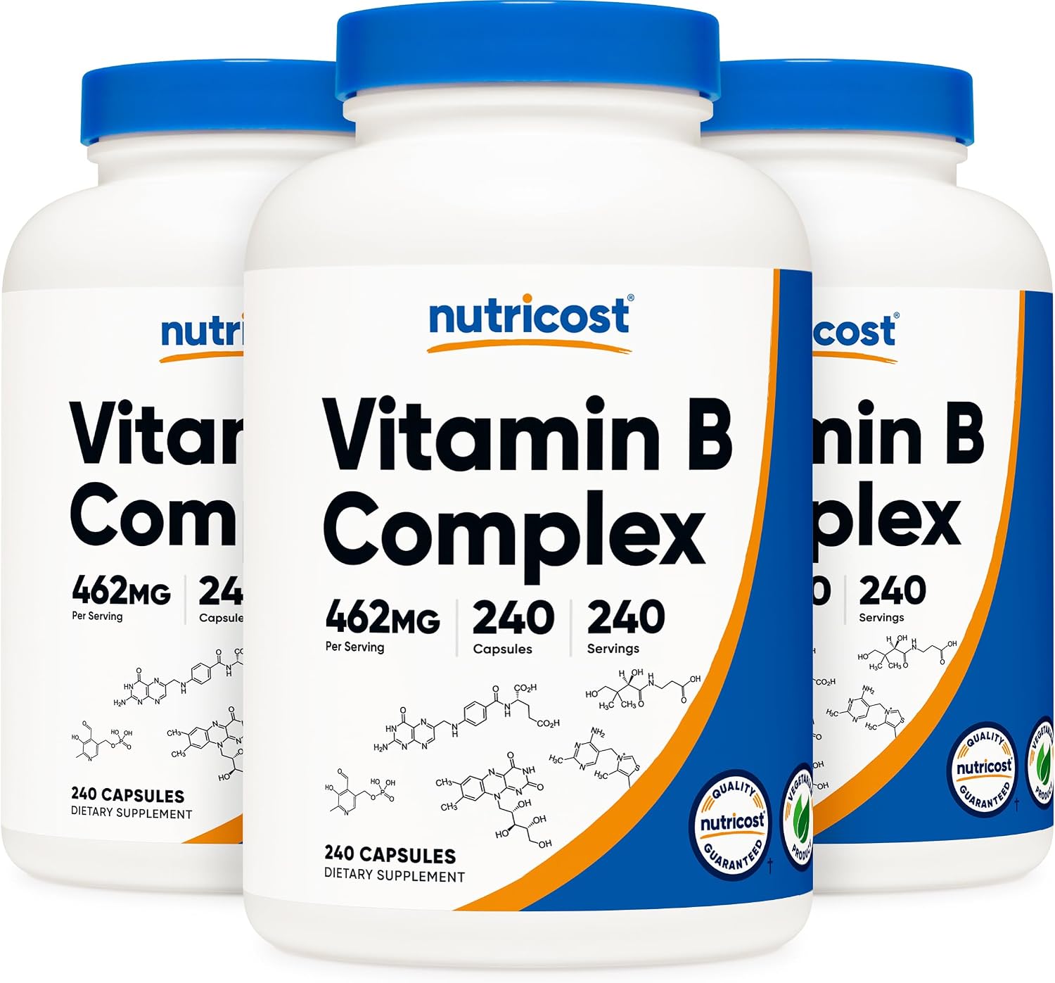 Nutricost High Potency Vitamin B Complex 462mg, 240 Capsules (3 Pack) with Vitamin C