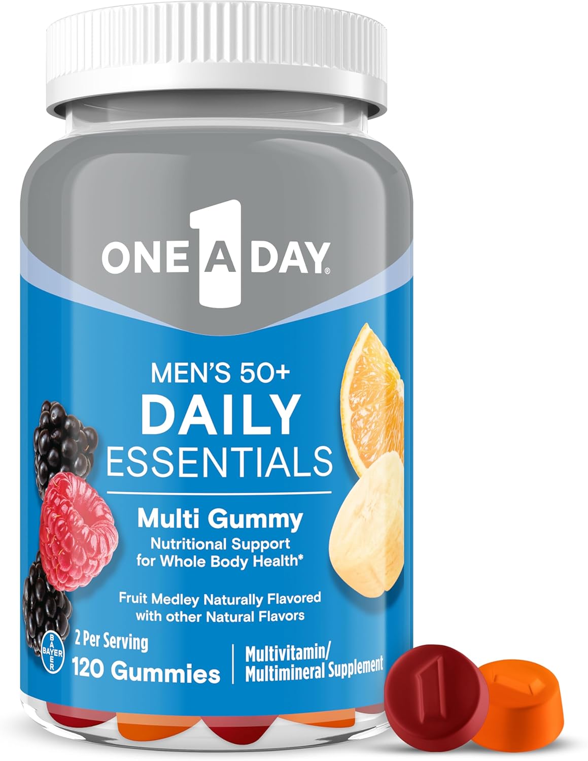 One A Day Men's 50+ Gummies, Multivitamínico Avanzado para Hombres con Apoyo Cerebral e Inmunológico, 110 Gominolas