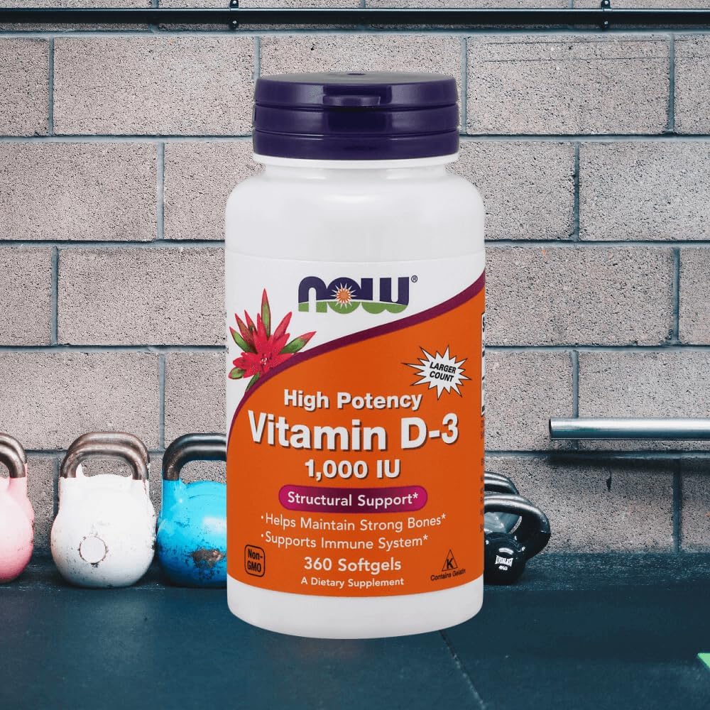 Vitamin D-3 1000 IU (Alta Potencia) - 360 Cápsulas Blandas de NOW Foods