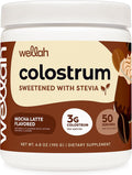 Wellah Colostrum Sabor Mocha Latte (50 raciones) - Endulzado con Stevia, 3g de Calostro por Ración, Complemento Alimenticio