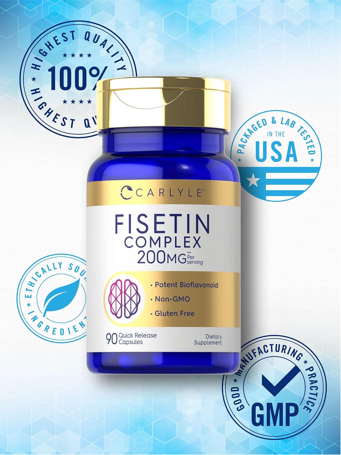 Carlyle Fisetin Complex | 90 Cápsulas | Sin OGM y Sin Gluten