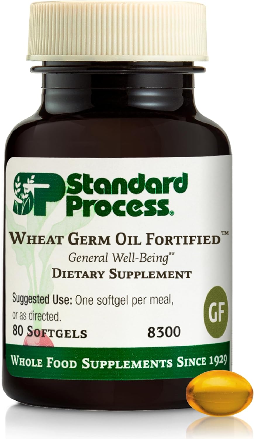 Standard Process Aceite de Germen de Trigo Fortificado - Vitamina E Natural 33.4 mg - 80 Cápsulas