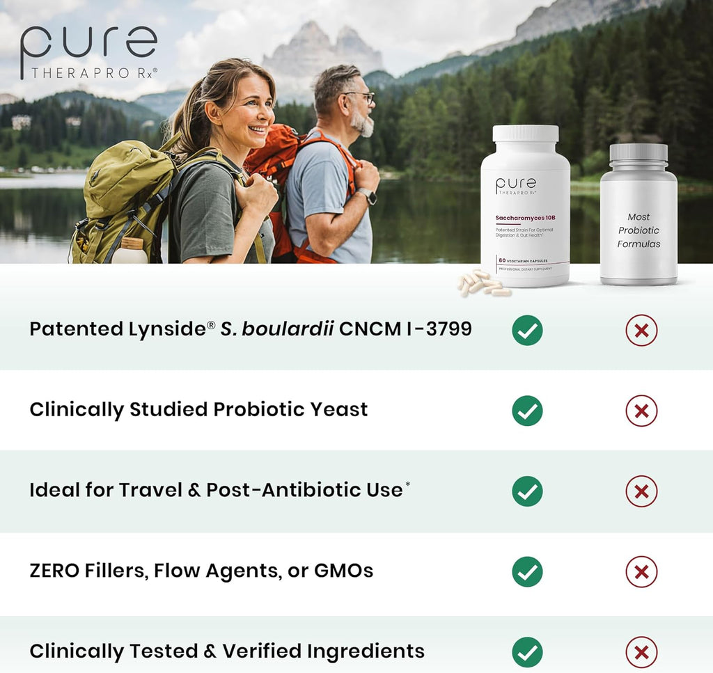 Pure Therapro Rx Saccharomyces Boulardii Probióticos 10 mil millones UFC - 60 Cápsulas