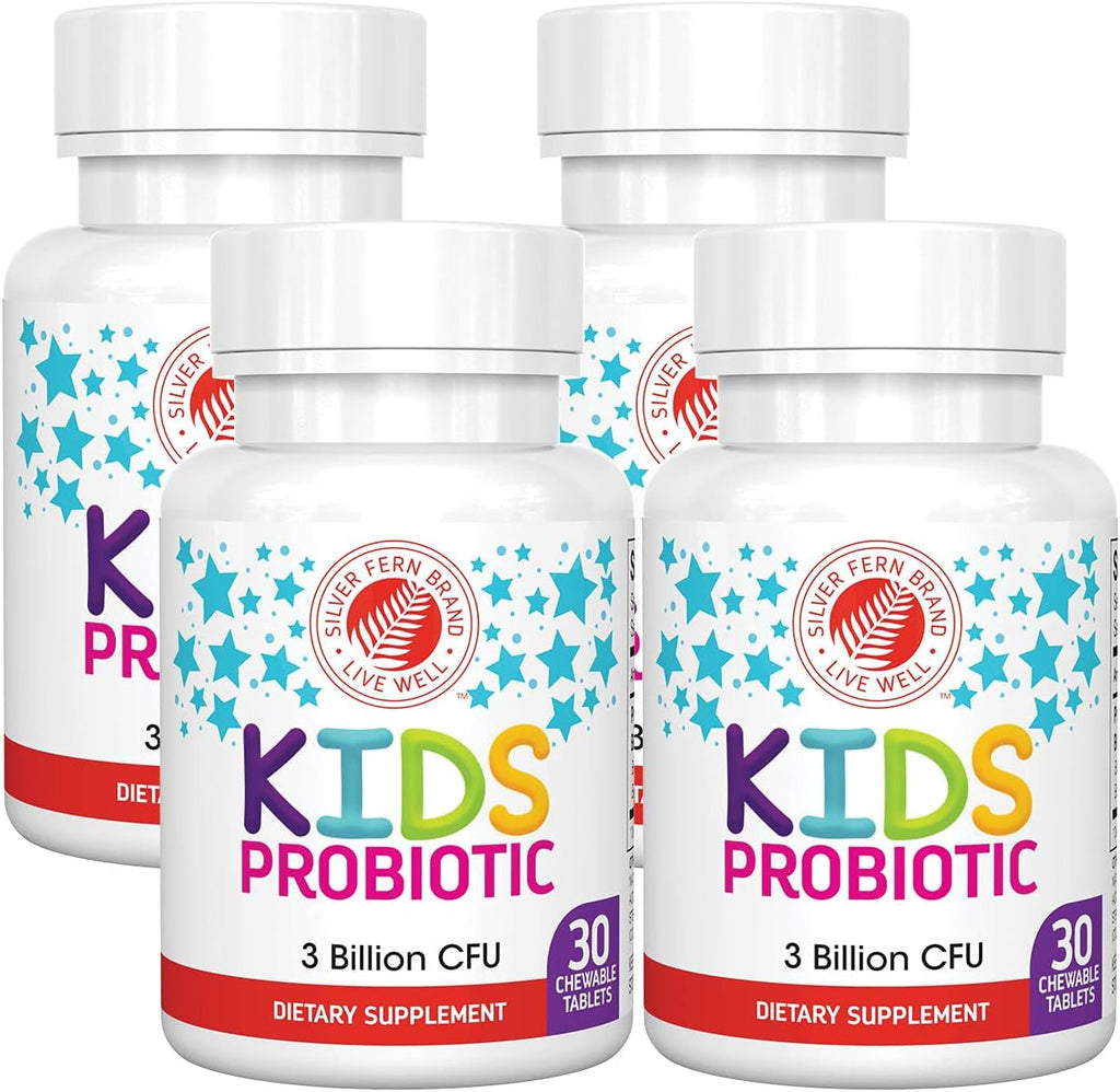Silver Fern Brand Kids Ultimate Probiotic - 30 comprimidos masticables - Sin azúcar ni gluten - Suplemento infantil con probióticos - Apoyo digestivo e inmunitario