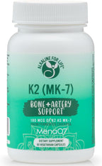 Alkaline for Life Vitamina K2 MK-7 MenaQ7 | 180 mcg Menaquinona-7 de Garbanzo Fermentado | Apoyo Óseo y Vascular | K2 MK7 Patentado, Sin Soja, No-GMO, Sin Gluten | Cápsulas Vegetarianas | 60 Unidades