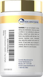 Carlyle Biotin 10000mcg | 250 Comprimidos de Disolución Rápida | Máxima Potencia | Vegetal, No OGM, Sin Gluten