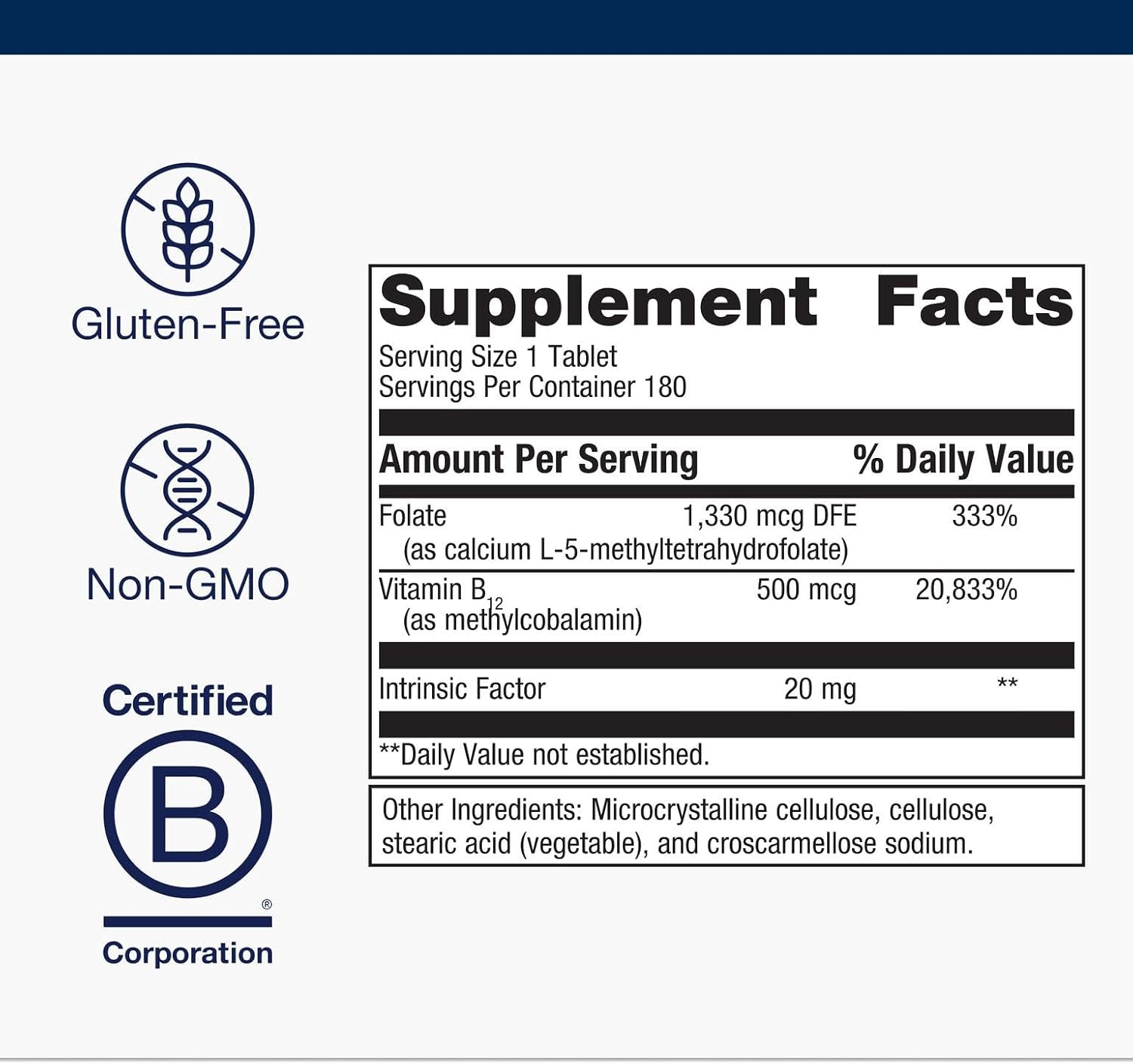 Metagenics Intrinsi – Vitamina B12 con Metilcobalamina, Folato Activo y Factor Intrínseco – 180 Comprimidos