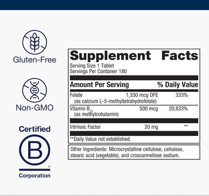 Metagenics Intrinsi – Vitamina B12 con Metilcobalamina, Folato Activo y Factor Intrínseco – 180 Comprimidos – Image 4