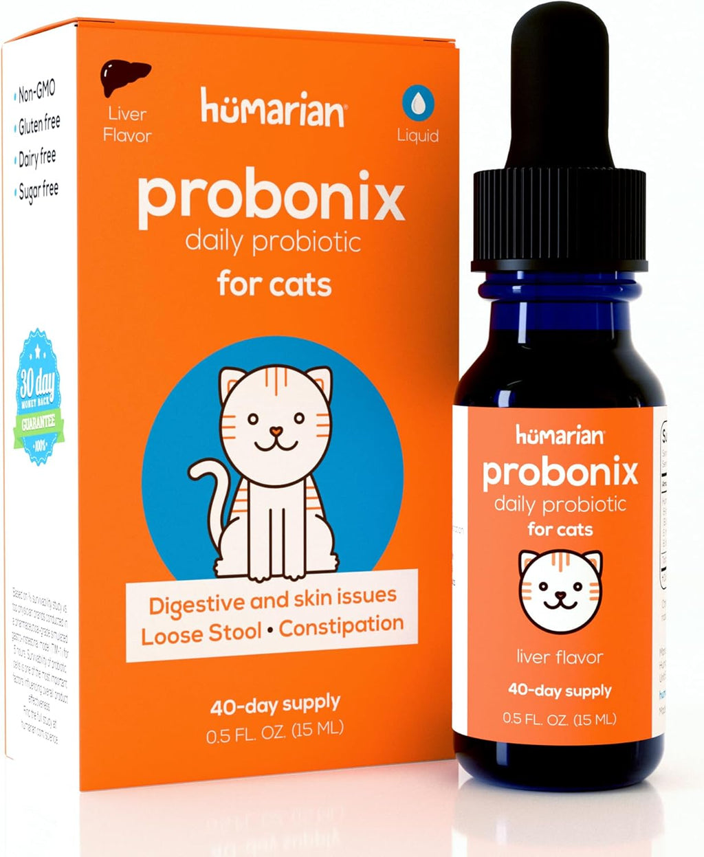 Humarian Probonix Probióticos Líquidos para Perros - 8 Cepas - Salud Digestiva, Dental e Inmunidad - 30 Días - Sabor Hígado