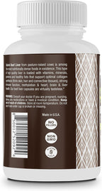 Safrel Grass Fed Cápsulas de Hígado de Res Deshidratado – 750mg – Sin Rellenos – Hierro, Vitamina A y B12 Naturales