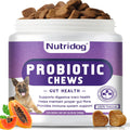Nutridog Masticables Probióticos para Perros 120 uds – 6.000 millones UFC, 6 cepas, con Postbióticos EpiCor y Fibra de Calabaza – Sabor a Pato